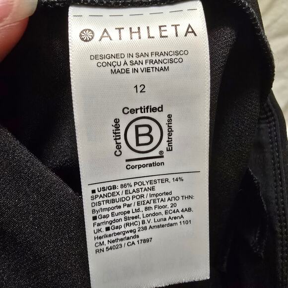 Athleta Slim Pants in black work slacks size 12 stretchy waist zip pockets - Picture 9 of 10